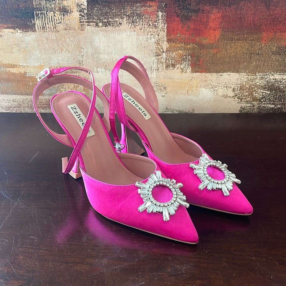 Pink strappy shoes